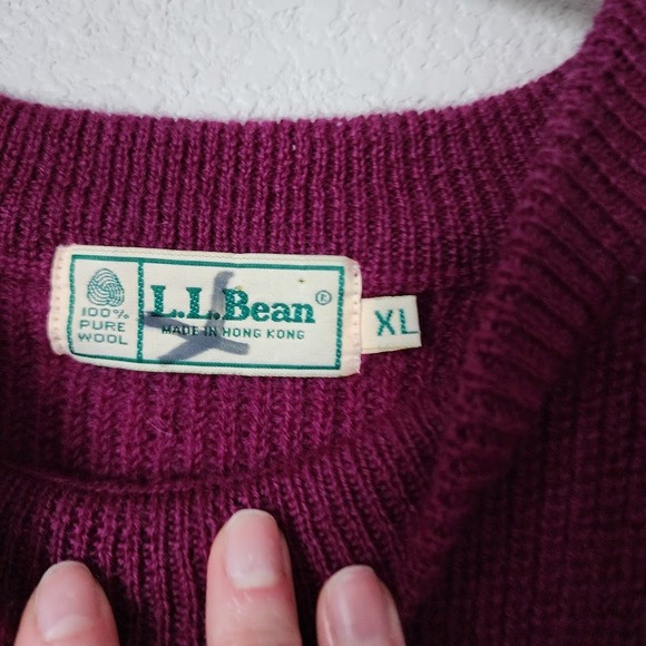 L.L. BEAN VTG 100% Wool Crewneck Sweater Burgundy USA Made heritage XL - Picture 7 of 7